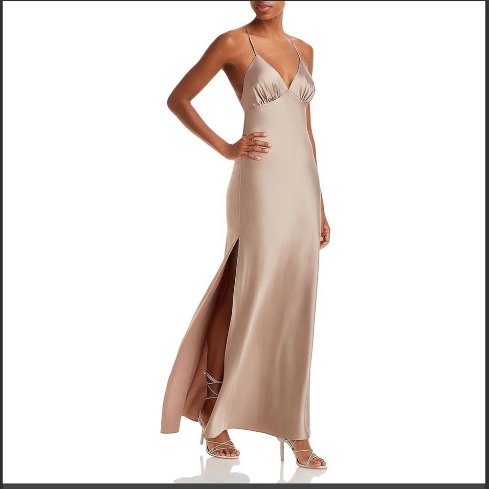 NWT Just Bee Queen Savannah Womens Satin Halter Maxi Dress - Custom made WHITE